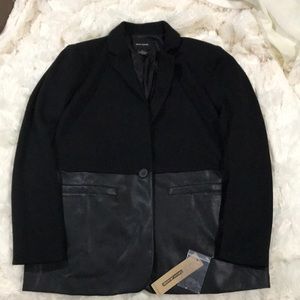 Faux Leather Work Blazer
